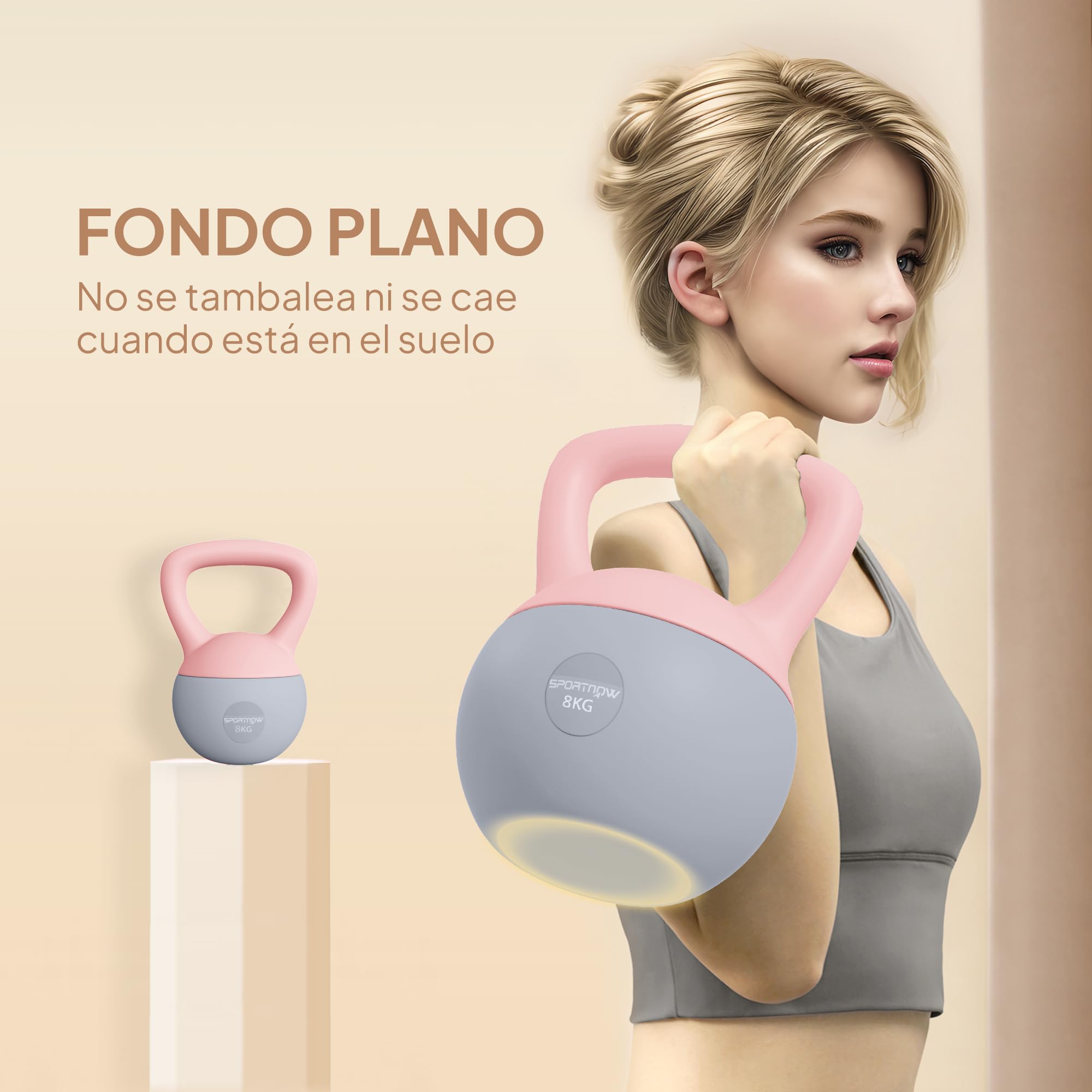 SPORTNOW Pesa Rusa 4-12 kg, Soft Kettlebell Relleno de Arena Metálica y Mango Antideslizante, para Entrenamiento Culturismo en Casa, Gimnasio