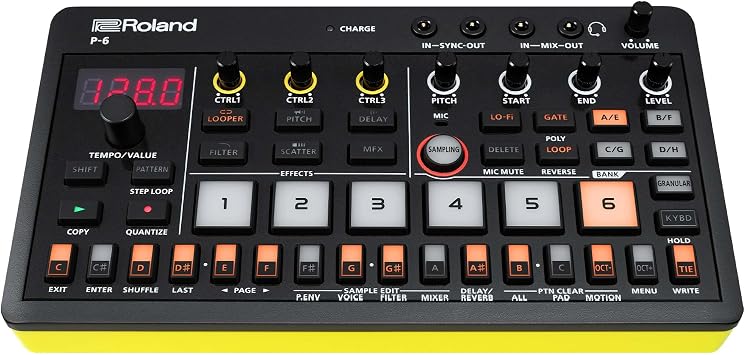 Roland AIRA Compact P-6 Creative Sampler | Granular Sound Design | Powerful Sequencer | Onboard Keyboard | Custom Loops | Built-In Mic | Hands-on Effects | USB-C Connectivity