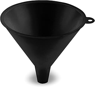 LUMAX LX-1602 Black 16 oz. (480 mL) Plastic Funnel, Flexible, Corrosion Resistant, All-Purpose Funnel. Durable, Oil Resist...