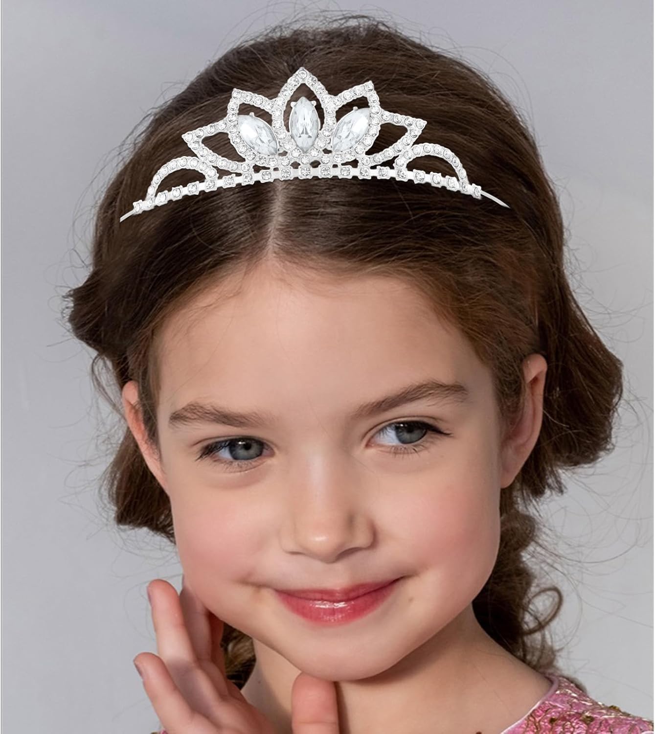 Princess Tiara Silver Crystal Tiara Crown Rhinestone Princess Crown Silver Parties Prom Headdresses - Image 3