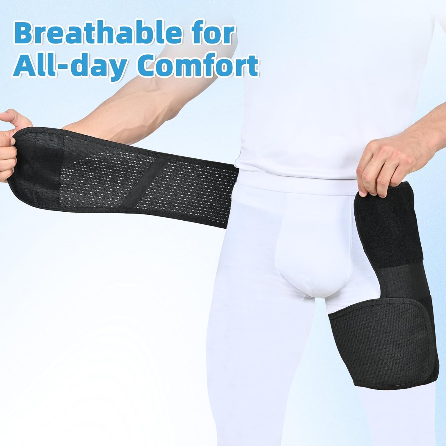 Tenbon Adjustable Hip Brace for Sciatica Pain Relief & Sacroiliac Support - Compression Wrap for Hamstring, Hip Flexor, Groin Injuries, Thigh Stabilizer - SI Joint Belt for Men & Women (S/Right) - Image 2