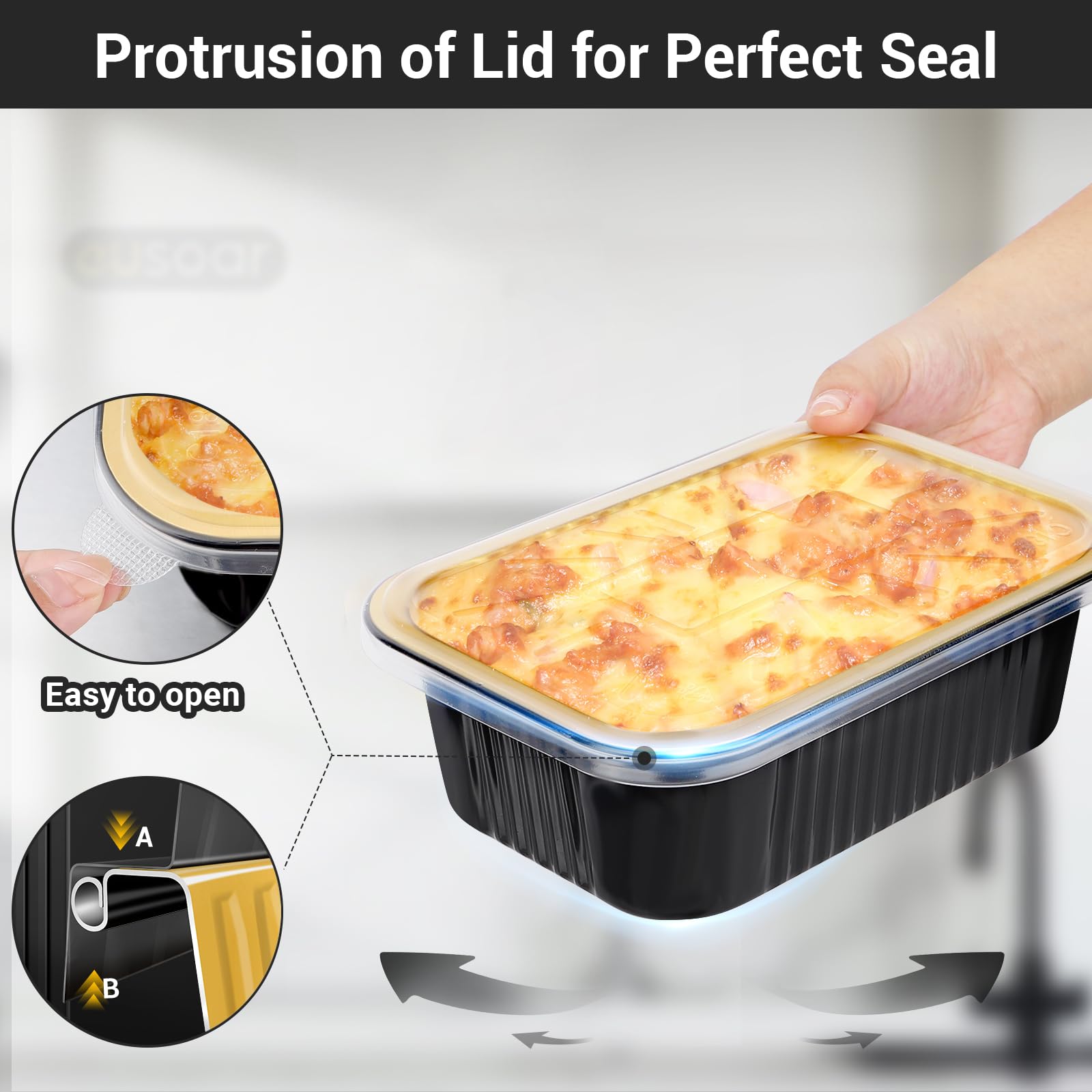 EUSOAR Sartenes de aluminio con tapas, paquete de 50 sartenes desechables pequeñas de 907.2 g para almacenamiento de alimentos, catering, fiesta, preparación de comidas, congelador, bandejas de goteo