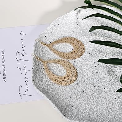 Teardrop Earrings for Women Intricate Filigree Drop Earrings with Openwork Design, Elegant Dangle Earrings Lightweight Boho Jewelry for Everyday & Special Occasions - Gold & Silver