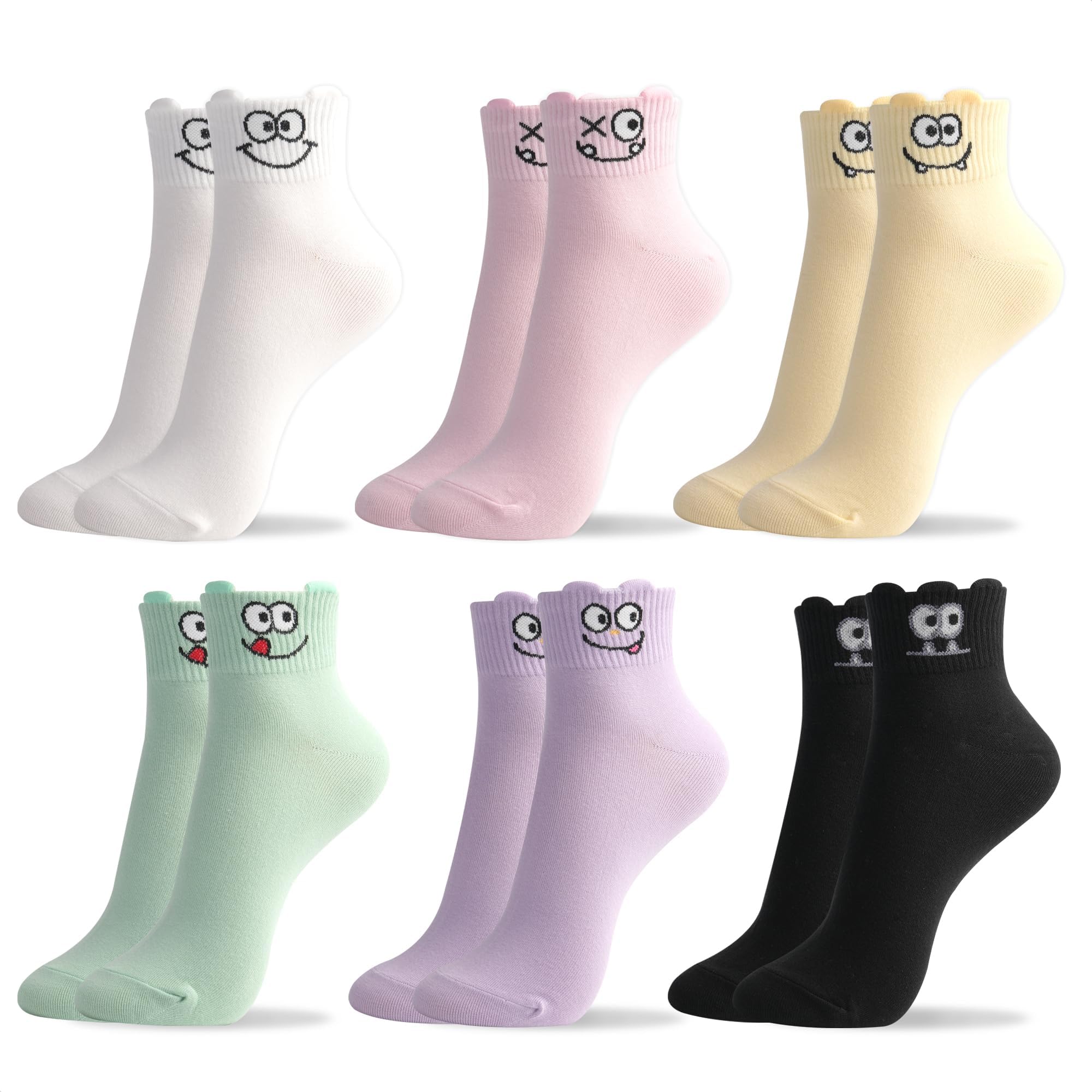 kikiya socksWomen Ankle | 4-6 Pairs Heart Design Cute Animal Graphic Novelty Fruit Print Ladies Girls Cotton Socks | US 6-8