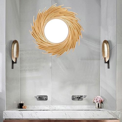 Miniatura 2 de Sunburstt - Espejo de pared dorado de 10 pulgadas, pequeño espejo de pared de metal para decoración del hogar, espejo colgante estilo dormitorio,