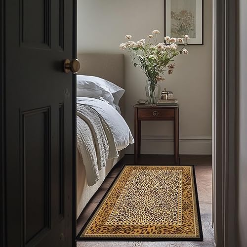 Miniatura 2 de ZSSZO Alfombras de lujo con estampado de leopardo marrón de 3 x 5 pies, suaves, cómodas, lavables, para cocina, dormitorio, alfombra de pasillo
