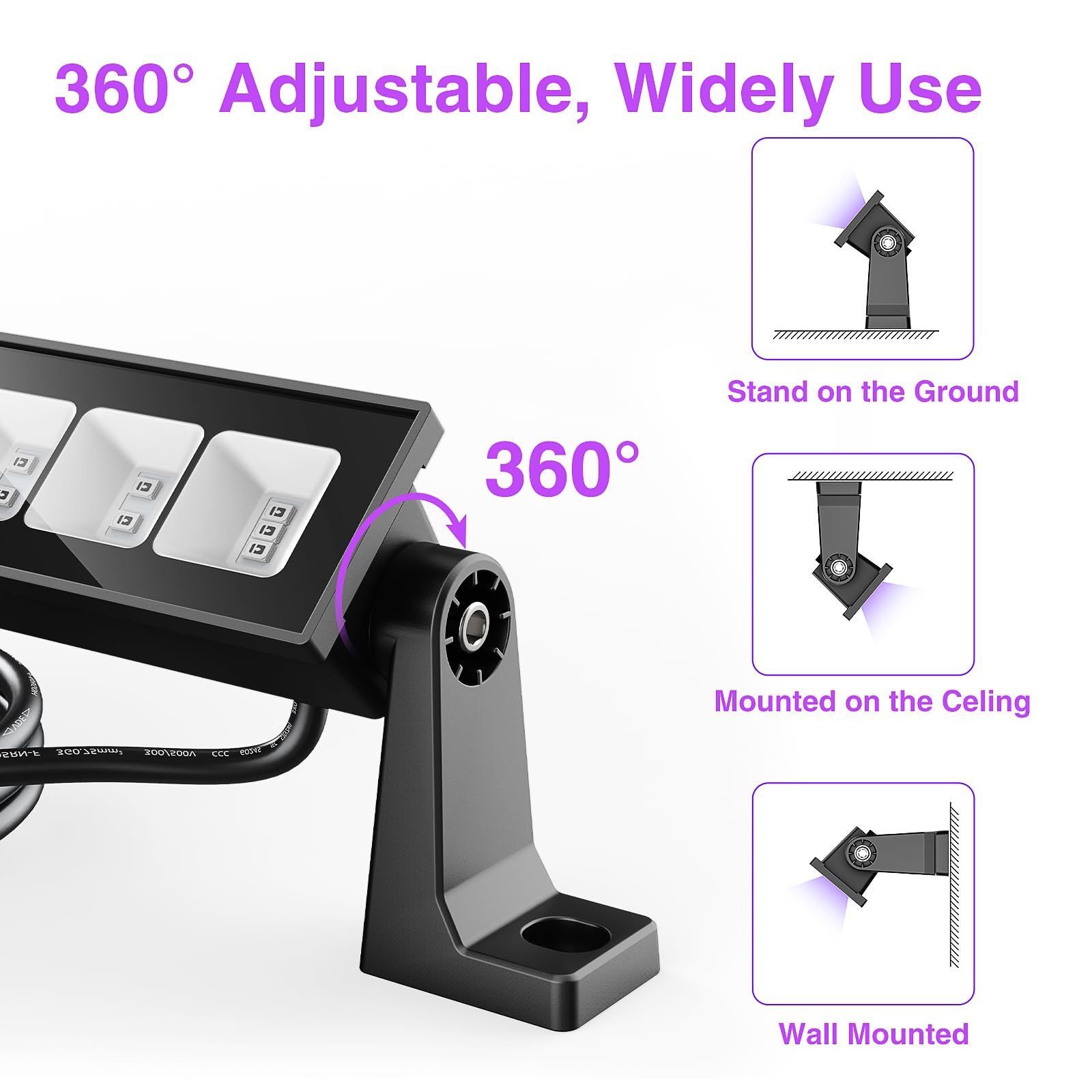 Lamvip 38W LED Black Light Bar Blacklight Bars With Plug And