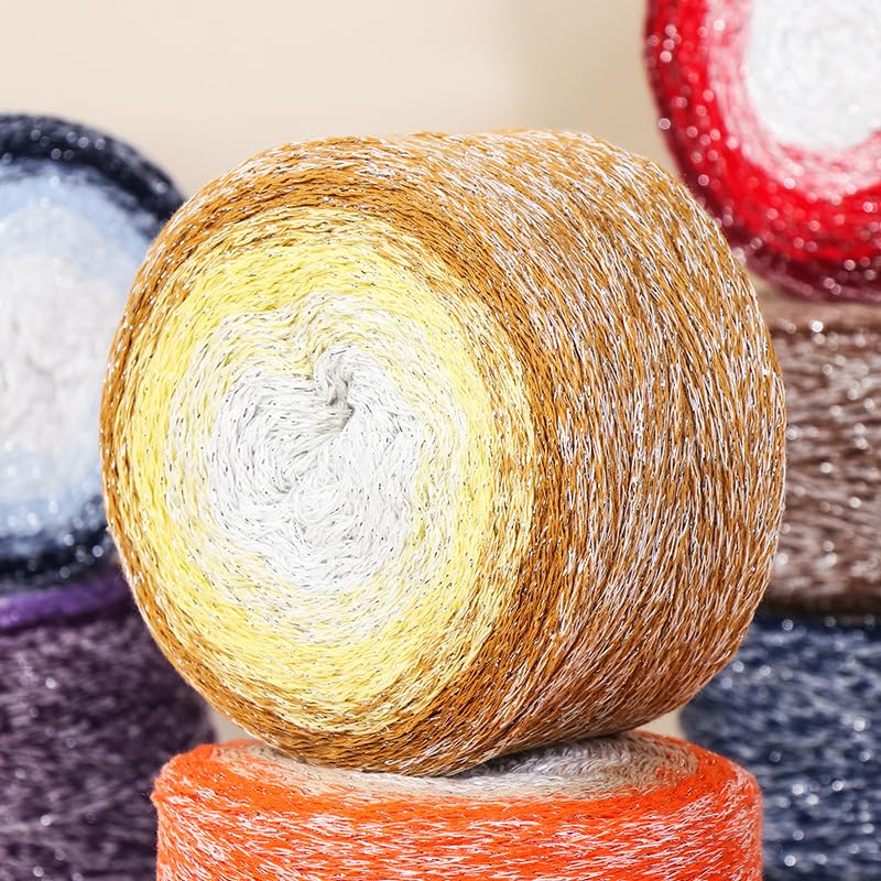 1-3 szt. 200 g brokatowa gradientowa pusta przędza bawełniana, kolorowa przędza bawełniana do robienia na drutach, do szydełkowania torebek, czapek, podstawek, koców