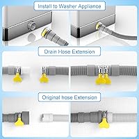 Vista 4 de Manguera de drenaje para lavadora, extensión de manguera de drenaje de 3.2 pies, manguera de drenaje flexible para lavadora, kits de extensión