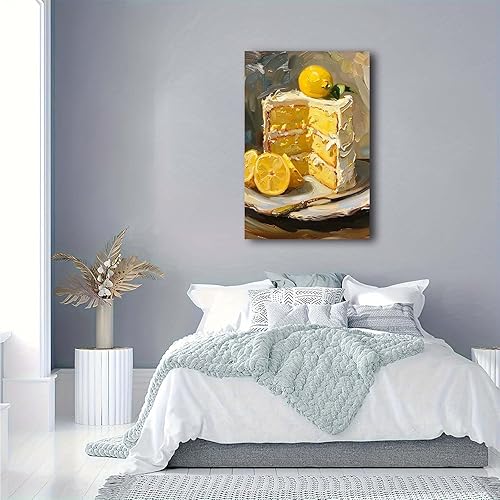 Miniatura 6 de Pastel de limón fruta amarilla retro casa de campo decoración de alimentos acuarela limón fruta abstracta estilo preppy adecuado para el hogar,