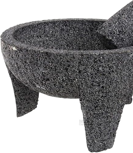 Miniatura 3 de ematik Molcajete - Salsereras de mortero y mortero de 9 pulgadas salsa guacamolote tejolote lavastona azteca tolteca roca volcánica antigua