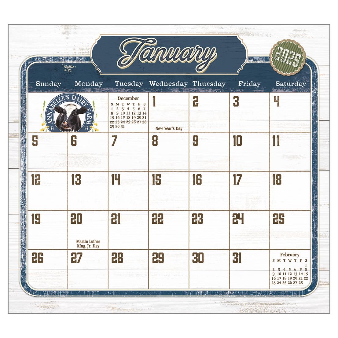 Legacy Farm to Table 9 x 8 Premium Paper 2025 Magnetic Calendar Pad
