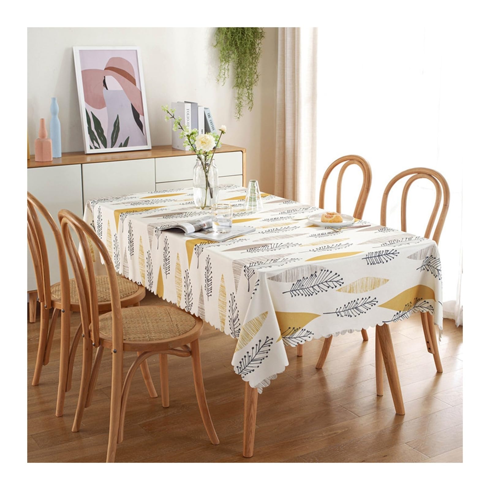 Nappe polyester imprimée feuilles KnSam 100x140 cm anti-taches