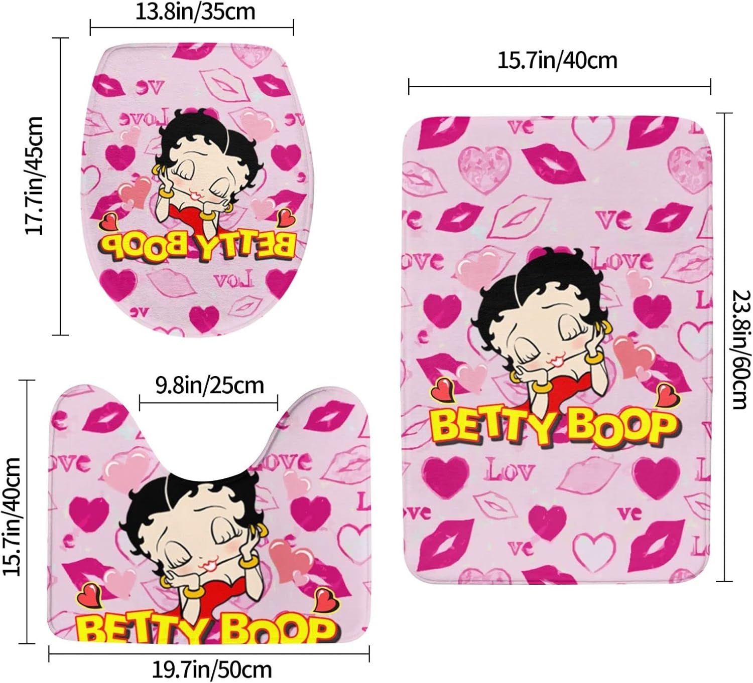 ベティちゃん トイレマット 3点セット フタカバー 風呂マット 吸水 速乾 滑り止め 抗菌 防臭 洗える ふわふわ おしゃれ Sale 70 Off