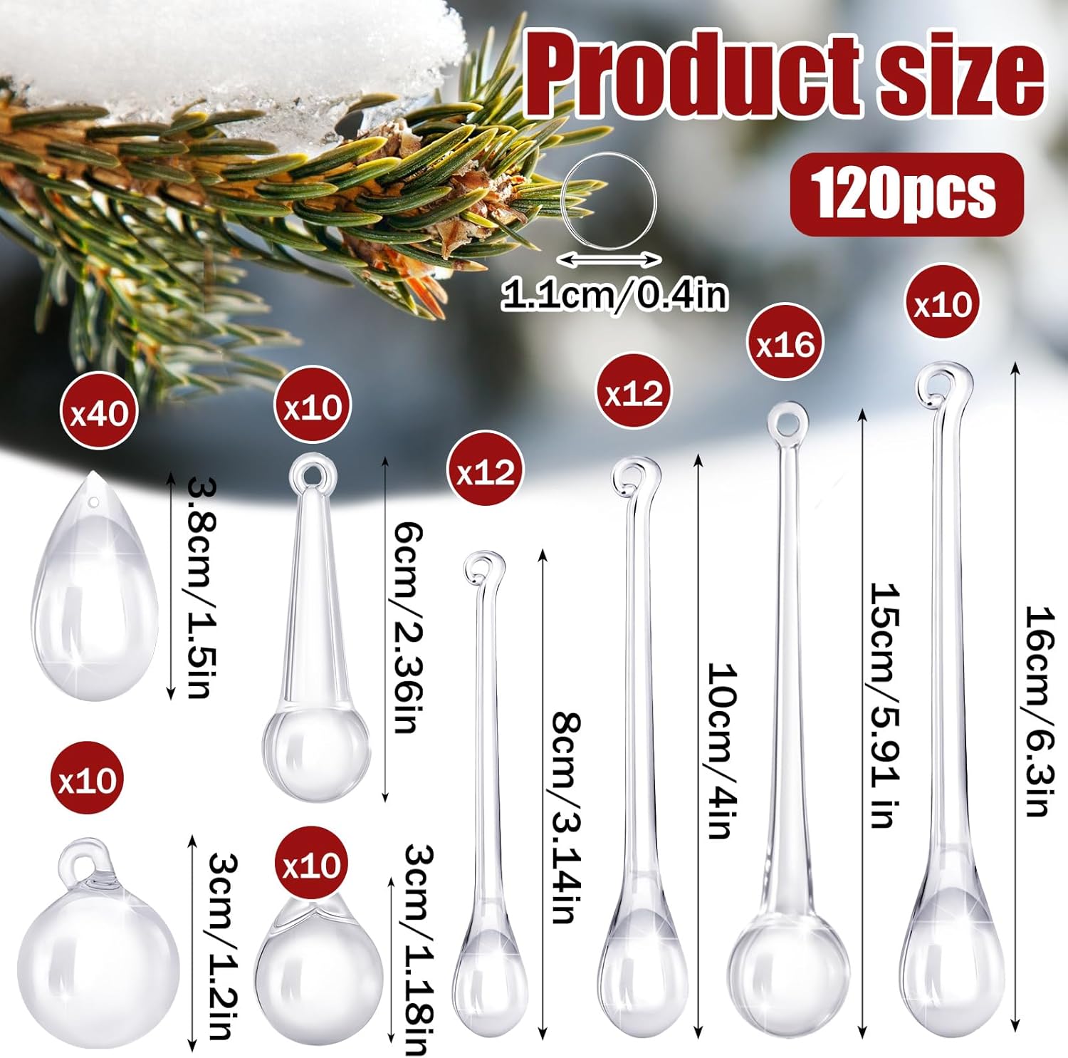 120 Pcs Crystal Chandelier Pendant Clear Acrylic Hanging Teardrop 8 Styles Crystal Chandelier Pendant Crystals Raindrop Ornaments for Centerpieces Decor(Clear)