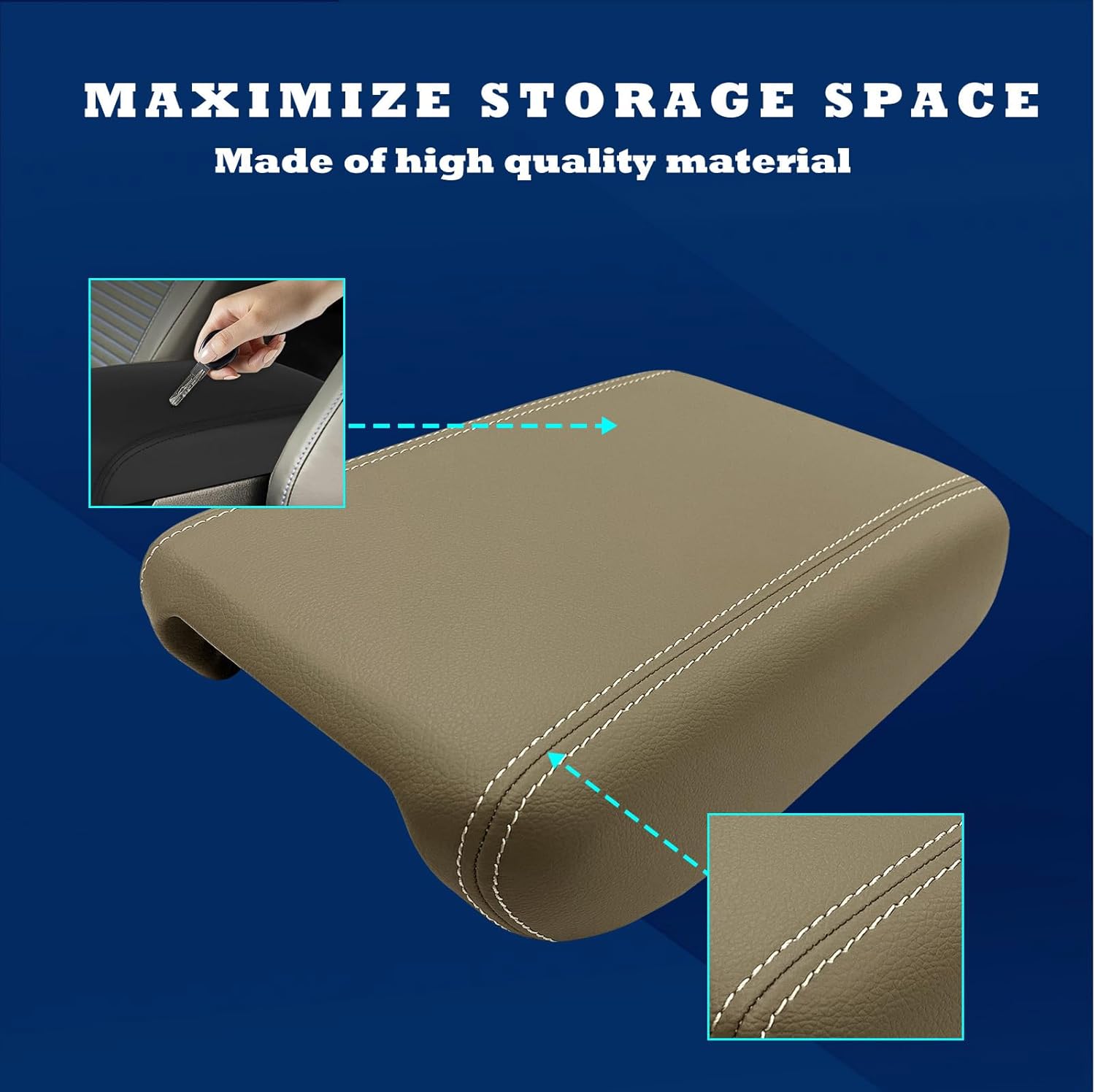 Center Console Lid Fit for 2007-2017 Chevy Traverse, Enclave, Acadia Front Floor Console Armrest Replacement Part # 22905370 (Beige)