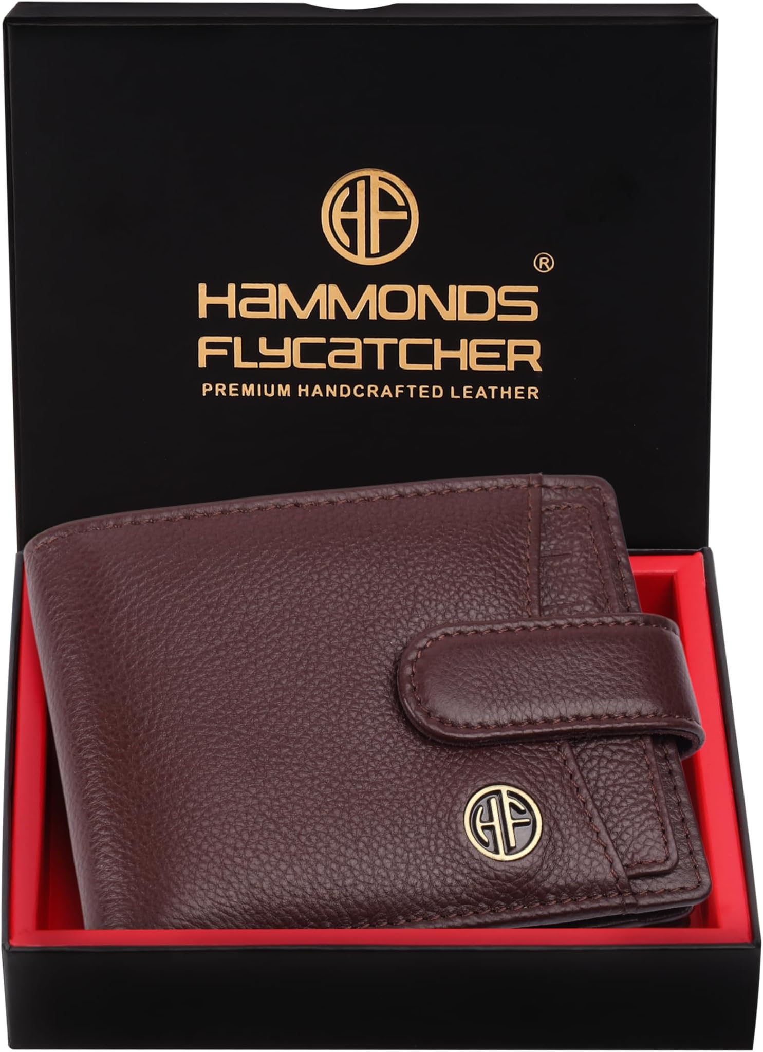 HAMMONDS FLYCATCHER RFID Protected Brown Nappa Leather Wallet for Men|5 Card Slots| 1 Coin Pocket|2 Hidden Compartment|2 Currency Slots, Redwood, Modern, Brown, Modern