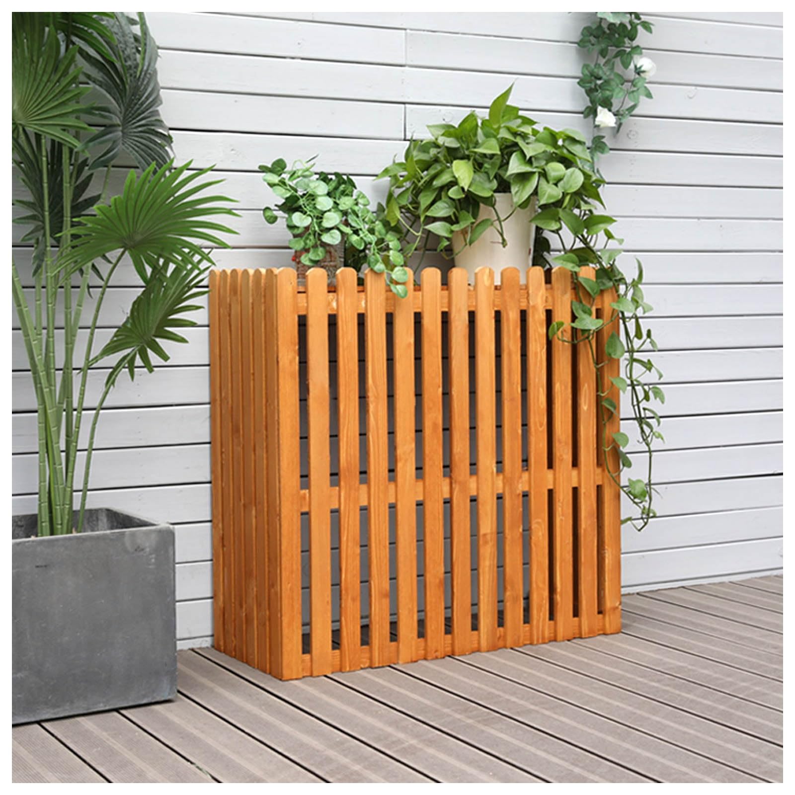 TIANQIHAO Outdoor Air Conditioner Cover - Rust-Proof Slatted Fence Screen For Garden, Balcony, And Plant Storage Protection,Orange-85x35x84cm