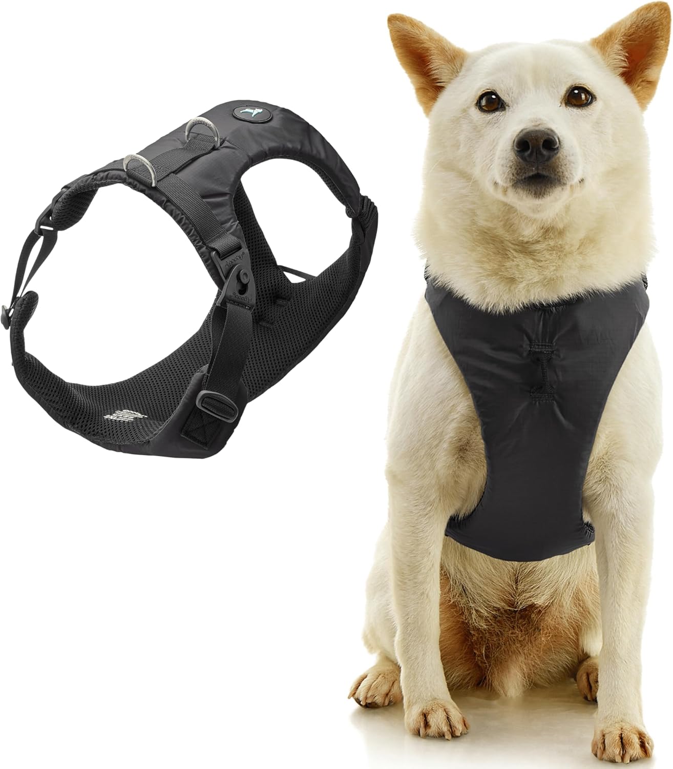 Gooby Trailblazer Harness - Olive Branch, 2X-Small - Shock Absorbing Dog Harness with No Pull Front and Dual Back Clips for Small Dog and Medium Dog