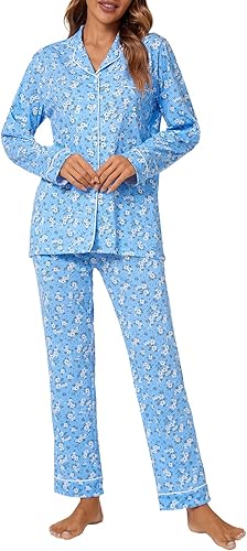 Tugege Pajamas Set Long Sleeve Sleepwear Womens Button Down Nightwear Pj Sets