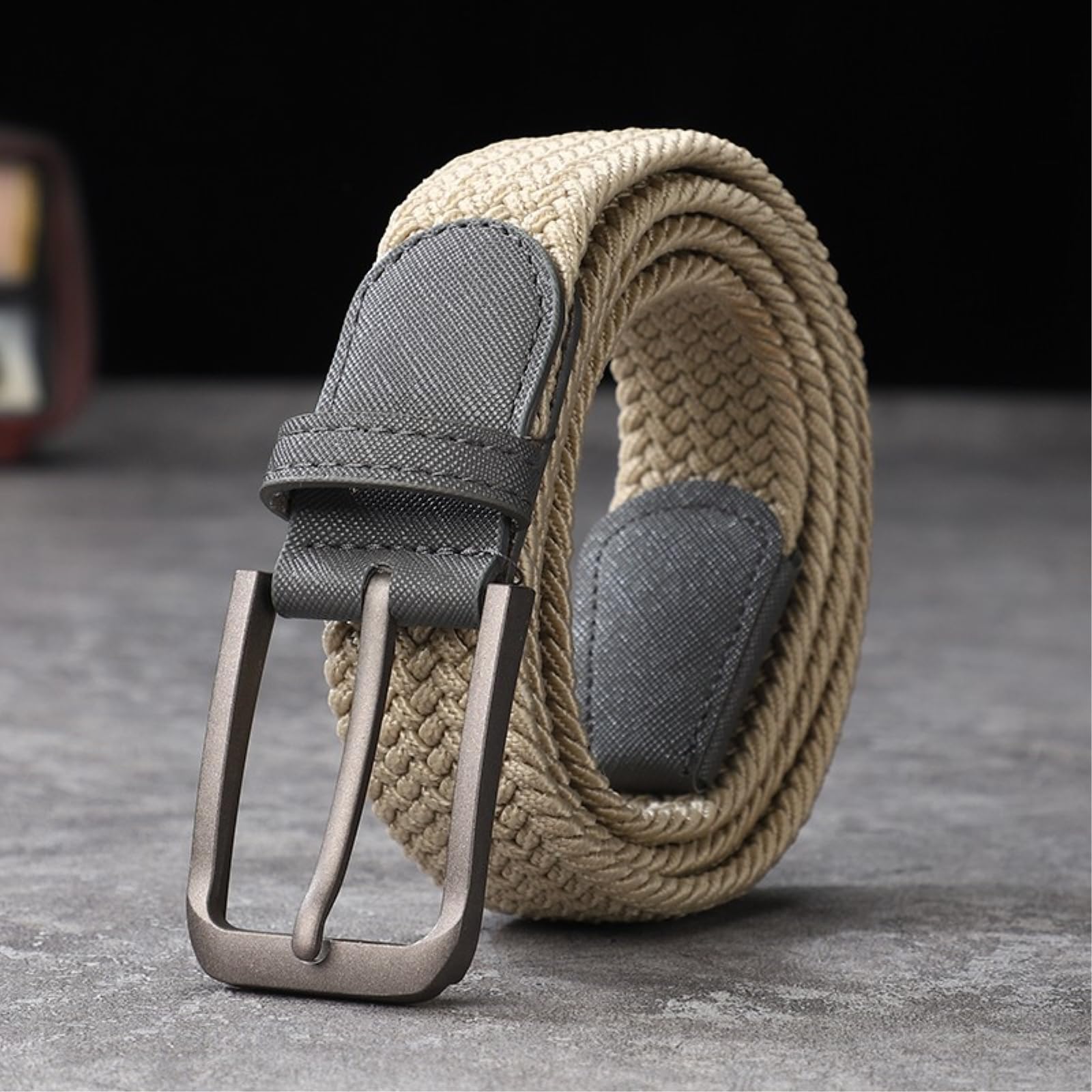 Ceinture Tissée Unisex Non Perforée, En Toile Élastique, Pour Femmes De Style Coréen