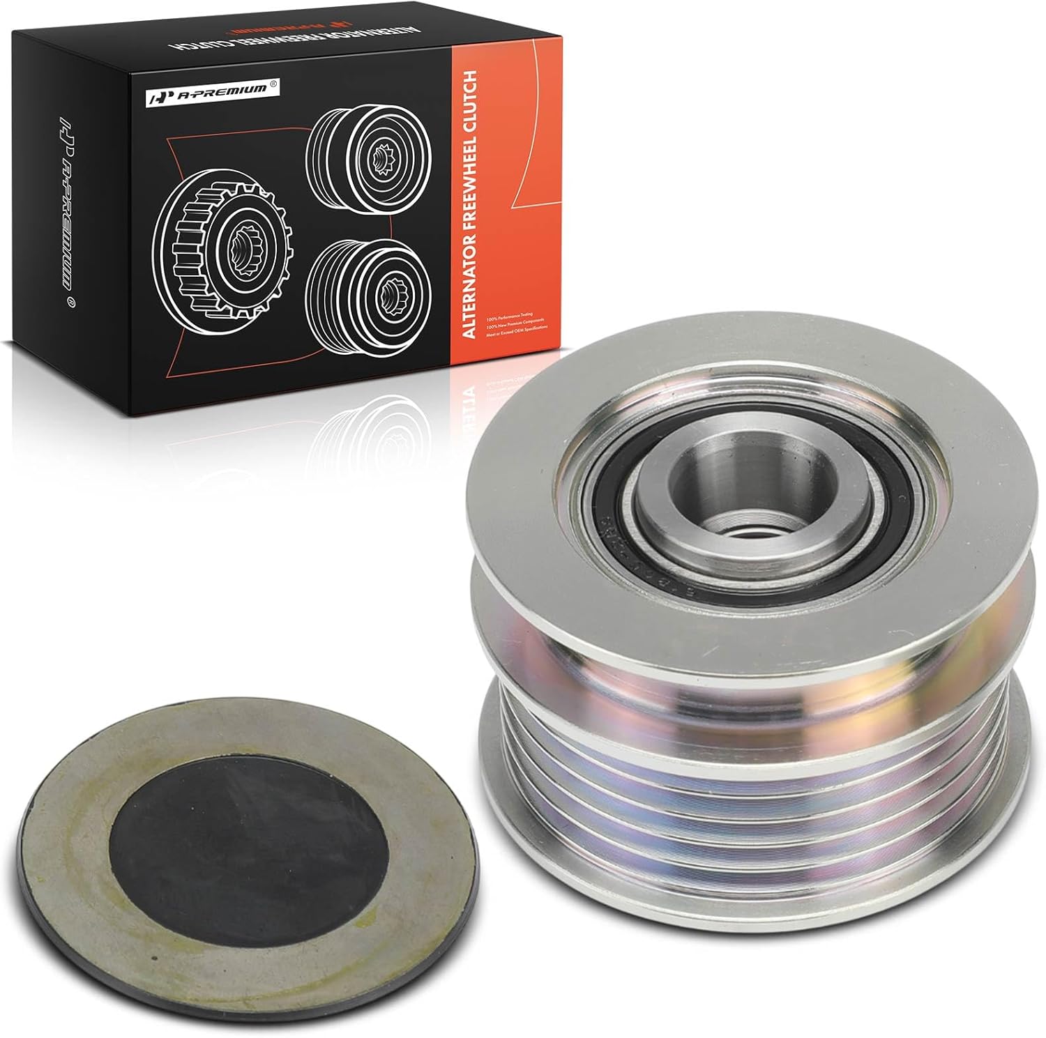 A-Premium Alternator Freewheel Clutch Pulley, 5 Grooves, Compatible with Volkswagen Jetta 2011-2013 2.5L, Passat 2012-2014 2.5L, Passat 2017 2.5L, Counterclockwise