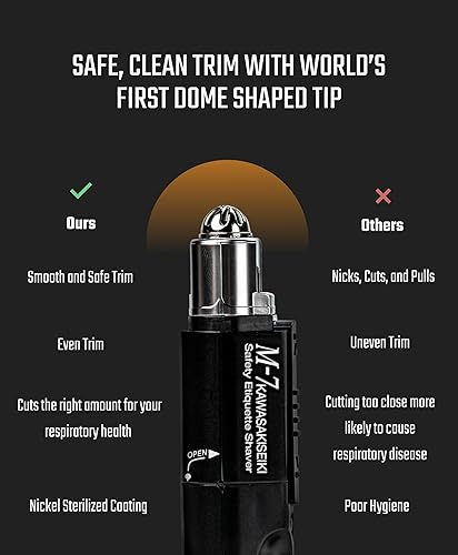 Miniatura 2 de M-7 - Recortadora de pelo de nariz, orejas y cejas multifuncional para hombres, con revestimiento esterilizado de níquel y diseño autolimpiante