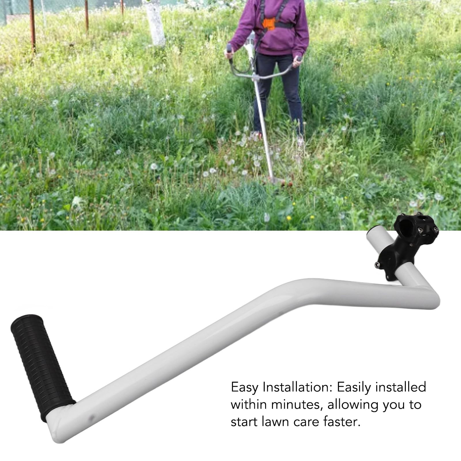 Poignée de Coupe-Bordure, Extension de Poignée de Coupe-Bordure Ergonomique, Poignée de Tondeuse à Gazon, Poignée de Désherbage avec Pince de Support pour L'entretien de la Pelouse