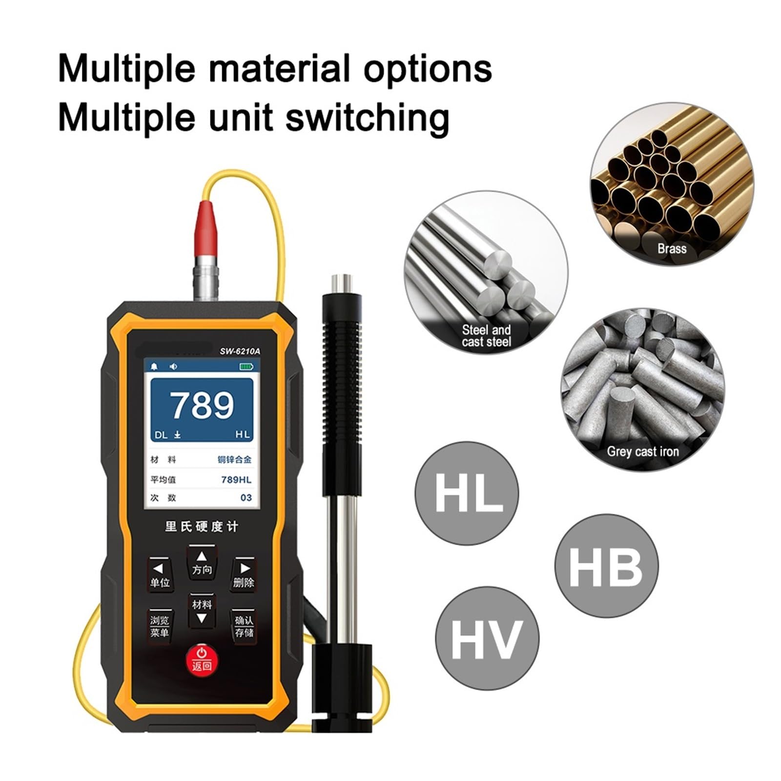 Durómetro pantalla táctil grande 170~960HLD cargador USB análisis de PC Metal oro acero inoxidable probador dureza dividida SW-6220 | SW-6210S