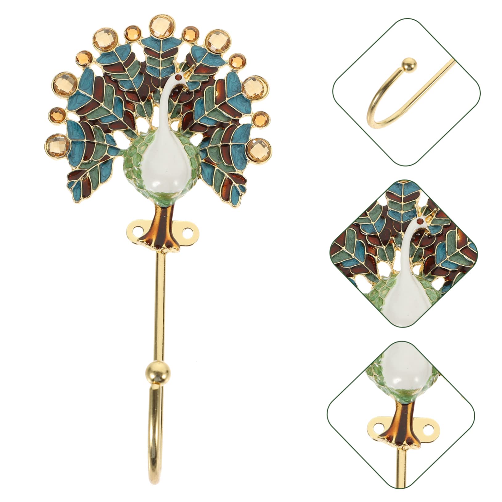 NUOBESTY 2 Piezas Gancho de pavo real baño Delicado gancho de chaquetas manos gancho de pared decorativo perchas para sombreros ganchos antiguos para colgar estante Aleación de zinc