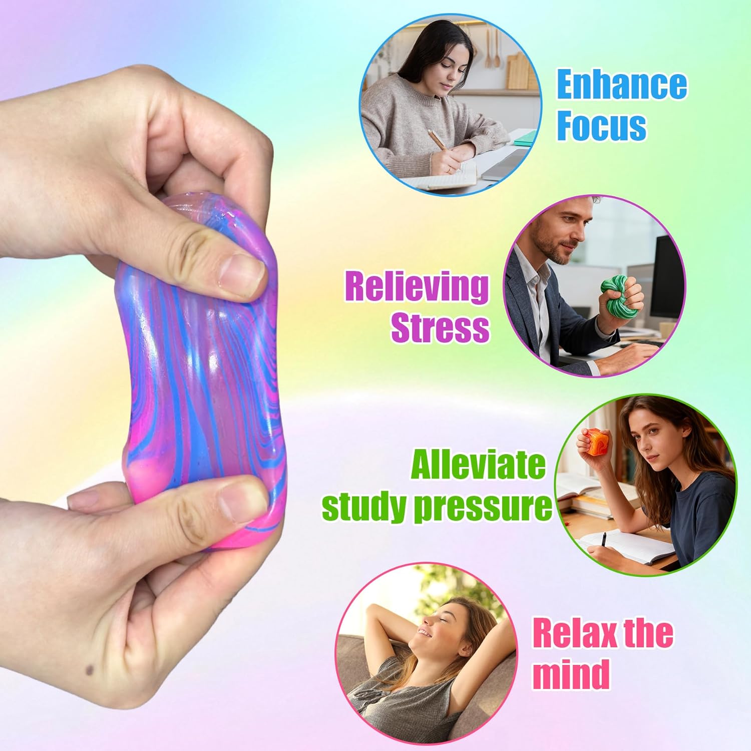 4 Pack Fidget Toys Squishy Stress Toys Valentines Day Gifts for Him HerWomen.Fidget Squeeze for Adults, Squishy Balls for AnxietyStress Relief&Valentines Day Gifts Classroom Prizes - Image 4