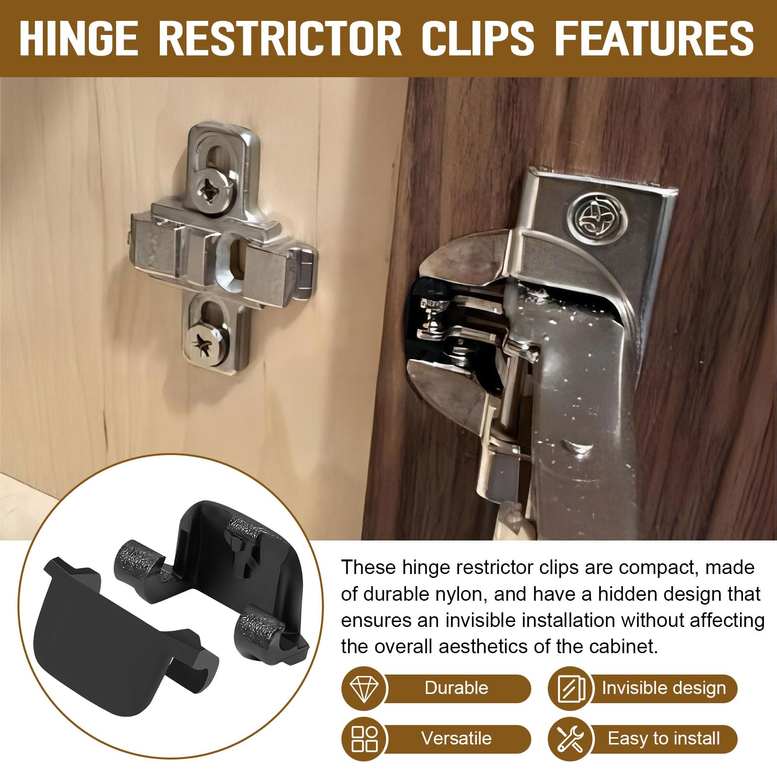 Cabinet Hinge Restrictors - Prevent Door Bumping -2