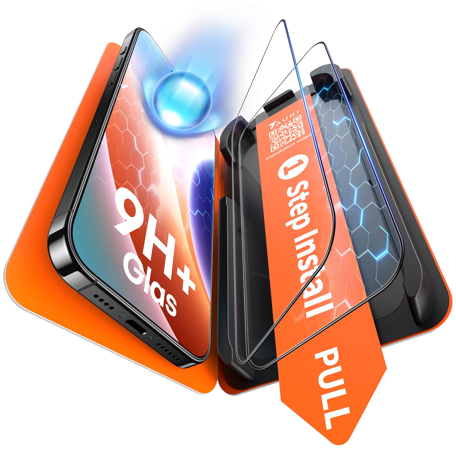 TAURI 2 Pezzi Pellicola Vetro per iPhone 15 | Installazione Rapida, Rimozione Automatica Della Polvere, Vetro Temperato 9H, Antigraffio,Senza Bolle