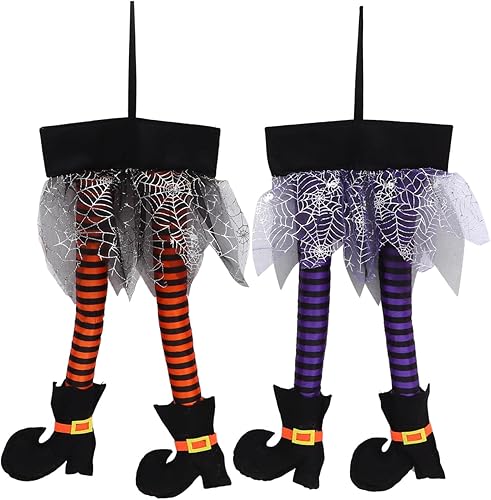 Happyyami 2 patas de bruja de Halloween, patas de bruja malvadas con zapatos, decoración de Halloween para decoración de Halloween al aire libre