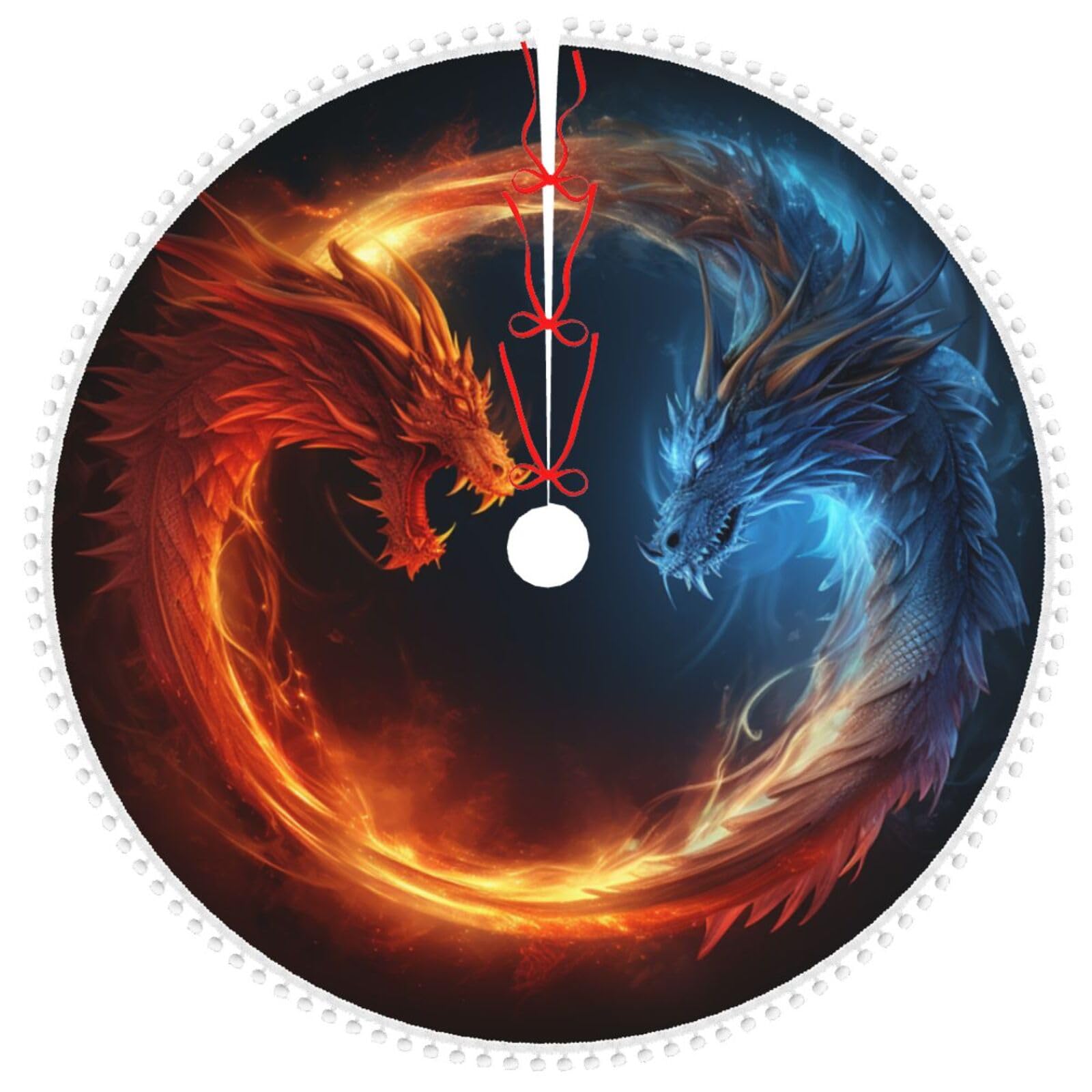 Jupe de sapin dragons de 121,9 cm pour cacher le pied du sapin