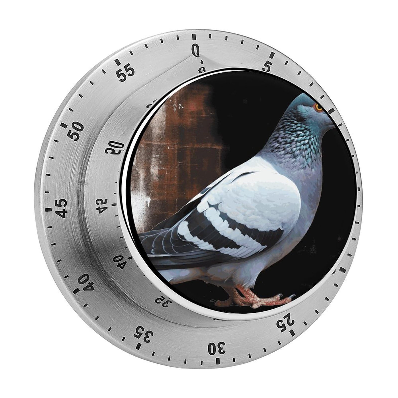 Pigeon Timer Exquisite Stainless Steel Magnetic Timers Waterproof Durable Mechanical Countdown Countup for Loud Alarm for Baking Grilling Studying