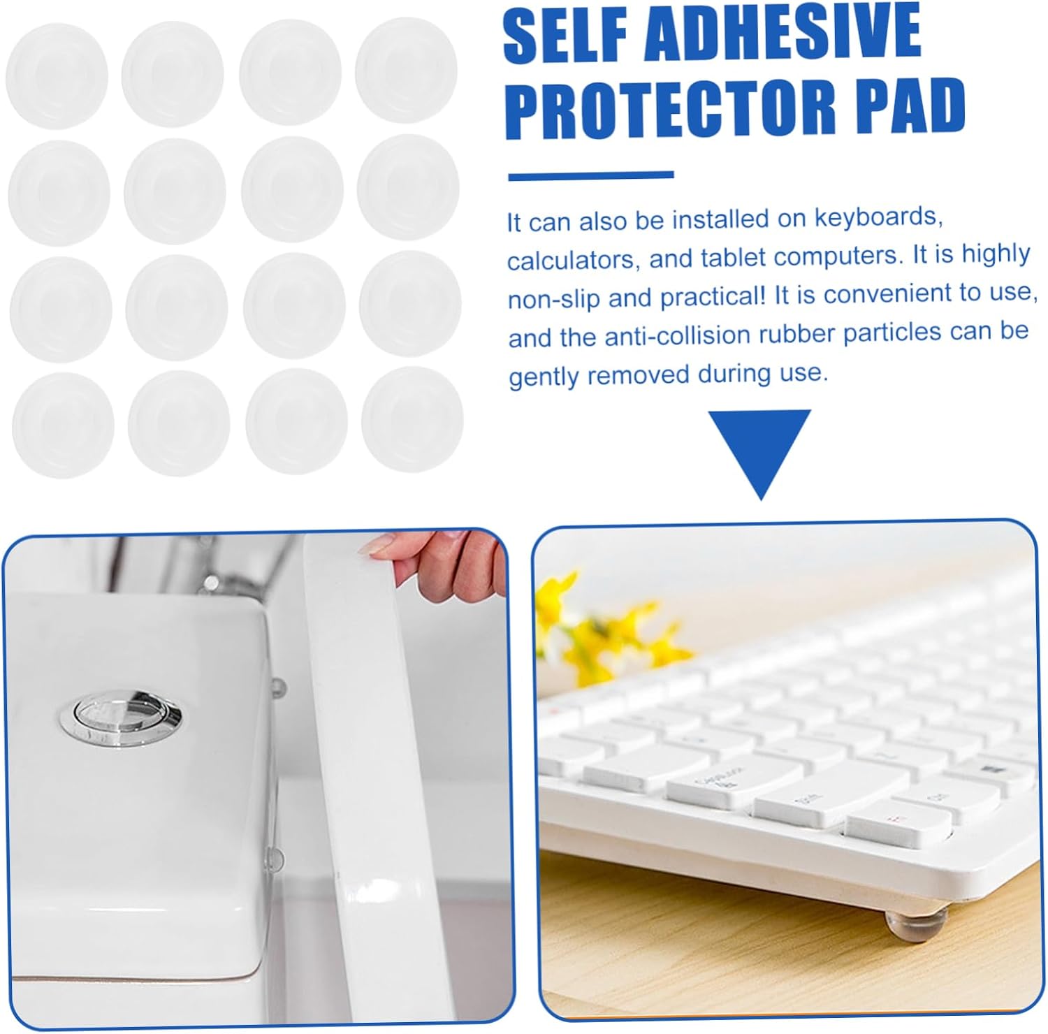 NUOBESTY 50Pcs Self Adhesive Door Bumpers Transparent Wall Protectors for Cabinets and Furniture Noise Dampening Pads for Home and Office Use
