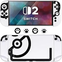 DLseego Protective Case Compatible with Switch 2, PC Case, Anti-Scratch Slim Hard Shell Shock Absorbing Case with Handle and 4 Thumb Grip Caps