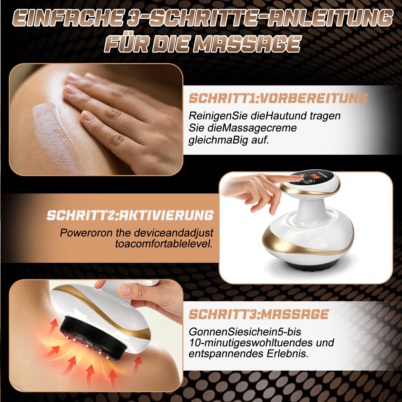 Cellulite Massagegerät, 4-in-1 Massagegerät mit Vakuum Massage & Gua Sha Massage, Elektrisch Schröpfgerät Handmassagegerät, Rotlicht und Blaues Licht, 9 Stufen Massagegerät für Ganzer Körperteil