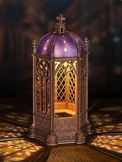 Rowood 3D Puzzles for Adults,DIY Wooden Gothic Architecture Model Kit Buiding Set with LED,Chirstmas Birthday Gift-Starry Dome Cathedral