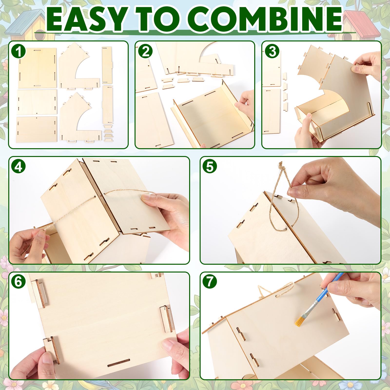 DoubleFill Confezione da 20 kit di mangiatoie per uccelli in legno, kit fai da te, costruisci e dipingi il tuo mestiere per adulti, casetta per uccelli incompiuta in legno per arte educativa