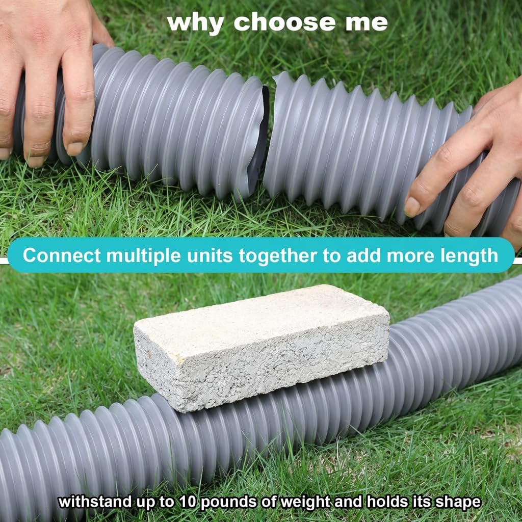 Rain Gutter Downspout Extensions Flexible, Drain Downspout Extender,Down Spout Drain Extender, Gutter Connector Rainwater Drainage,Extendable from 21 to 68 Inches (4Pack, Gray)