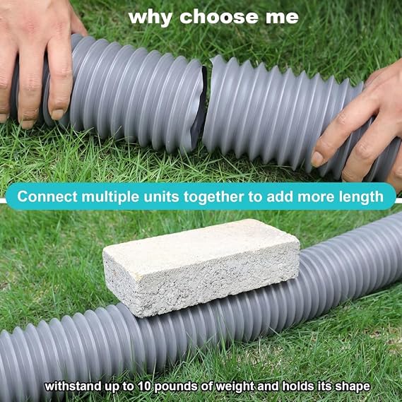 plusgutter Rain Gutter Downspout Extensions Flexible, Drain Downspout Extender,Down Spout Drain Extender, Gutter Connector Rainwater Drainage,Extendable from 21 to 68 Inches (1Pack, Gray)