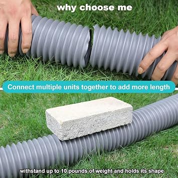 plusgutter Rain Gutter Downspout Extensions Flexible, Drain Downspout Extender,Down Spout Drain Extender, Gutter Connector Rainwater Drainage,Extendable from 21 to 68 Inches (1Pack, Gray)