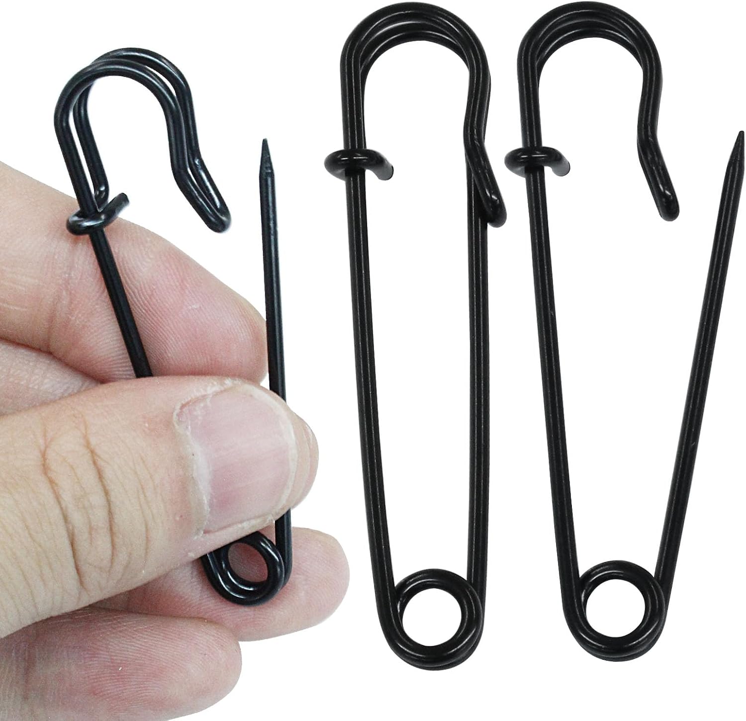 20 Pack 2.5 Inch Large Safety Pins, Heavy Duty Blanket Safety Pins for Sewing, Crafts Clothing, Leather, Canvas, Fashion, DIY Enthusiasts(Black,63mm)