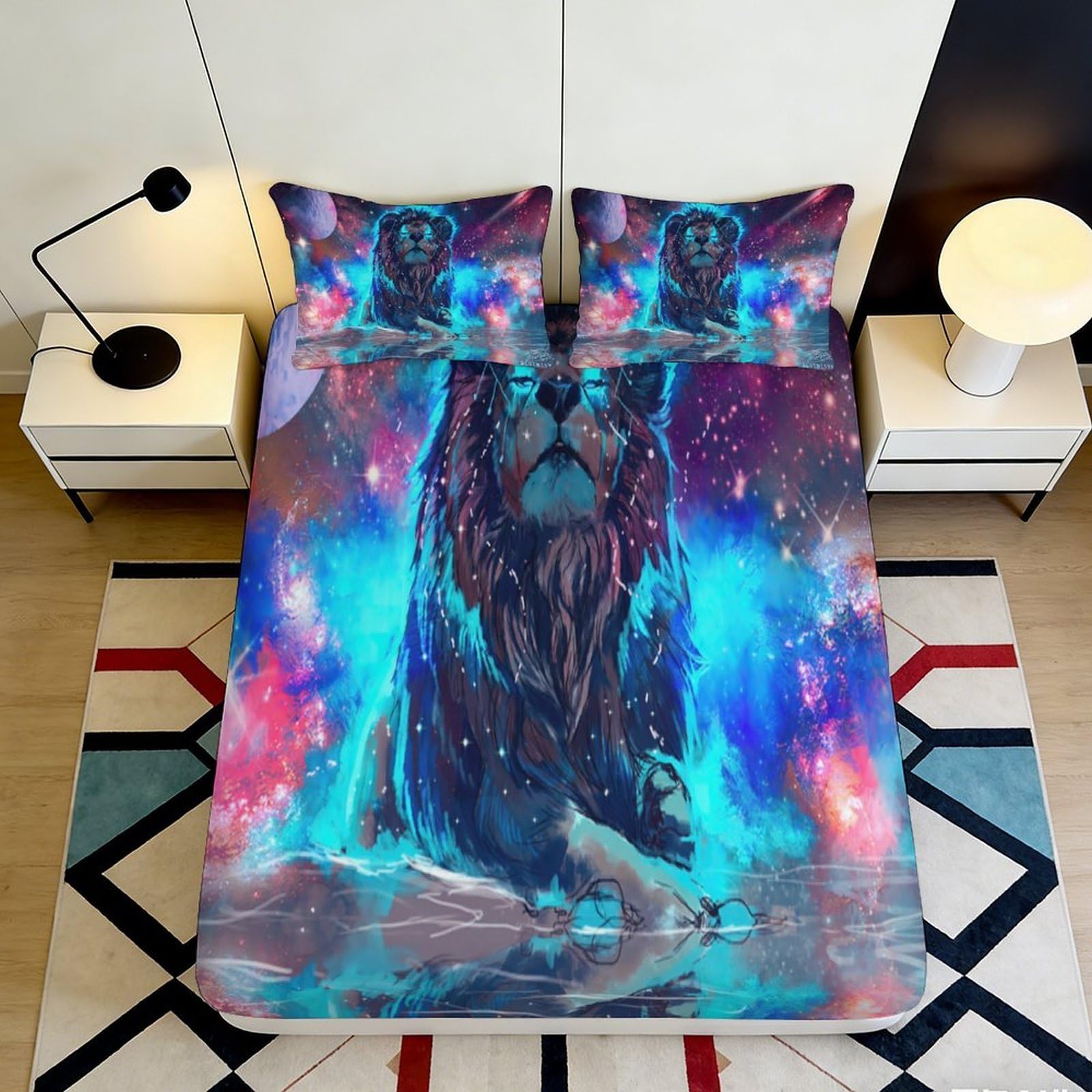 Dhbaneiok Style-9 3D Printed Galaxy Waterfall Fitted Sheet Microfiber Soft Anti-Slip Cosmic Aurora Mattress Cover For Bedroom Dorm Decor 90X200x25cm