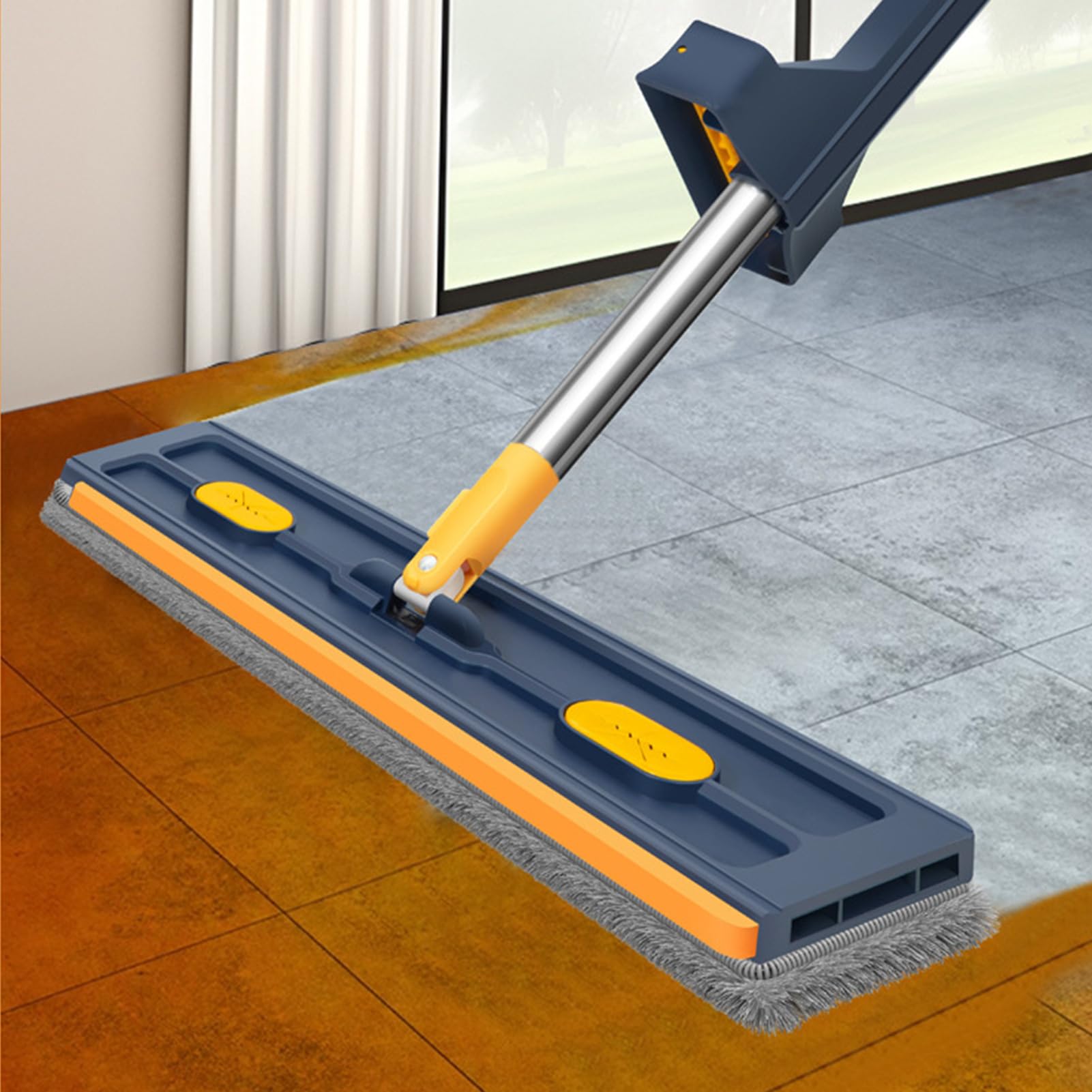 Mopa Plana de Suelo Giratorio 360°, en Seco o Húmedo, Mango Largo | Herramienta de Limpieza Doméstica Mopa Atrapapolvo de Microfibra con Mango Largo para Cocina, Baño, Hogar, Suelos y