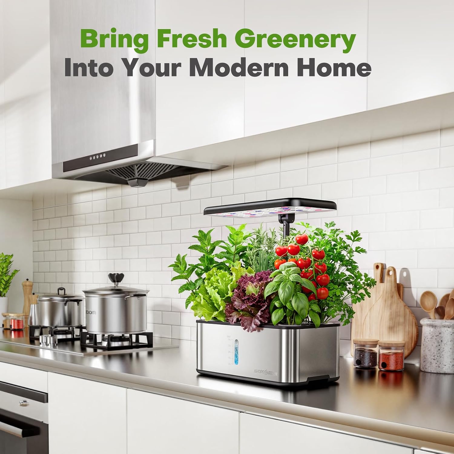 Ahopegarden Hydroponics Growing System: 10 Pods Stainless Steel Garden