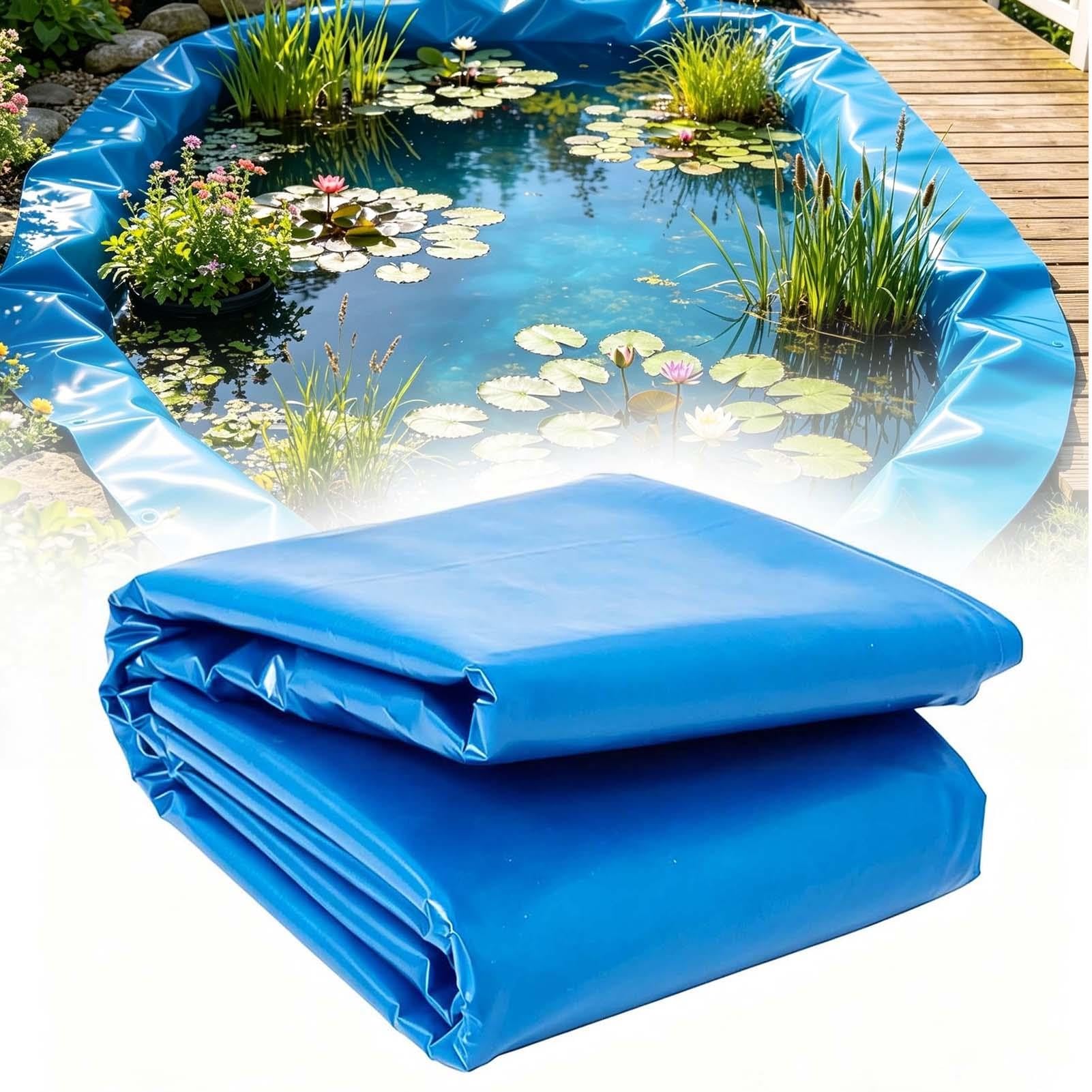 Fodera per laghetto Blu Spessore 0,16 mm Fodera Impermeabile in geomembrana HDPE Resistente ai Raggi UV per Cascata da Giardino all'aperto Koi Duck Pond(4x6m)