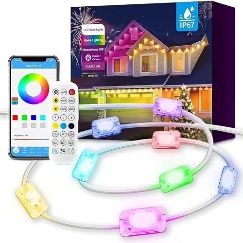YFFSHLCS Permanent Outdoor Lights, 200ft Outdoor String Light Smart RGB with 72 Scene Modes, IP67 Waterproof Holiday Lights for Outside, APP and Remote Control Party Holidays